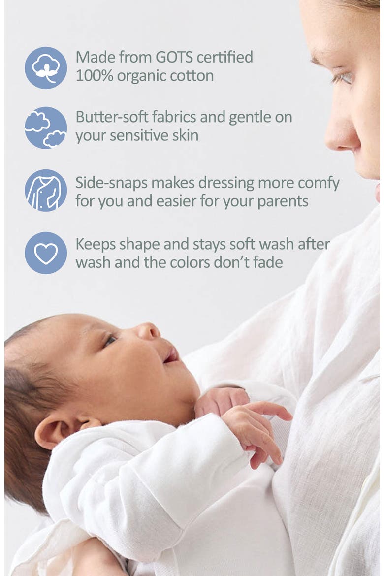 Sterling Side Snap Organic Cotton Assorted 3-Pack Bodysuits, Alternate, color, RAWR-SOME CHECK
