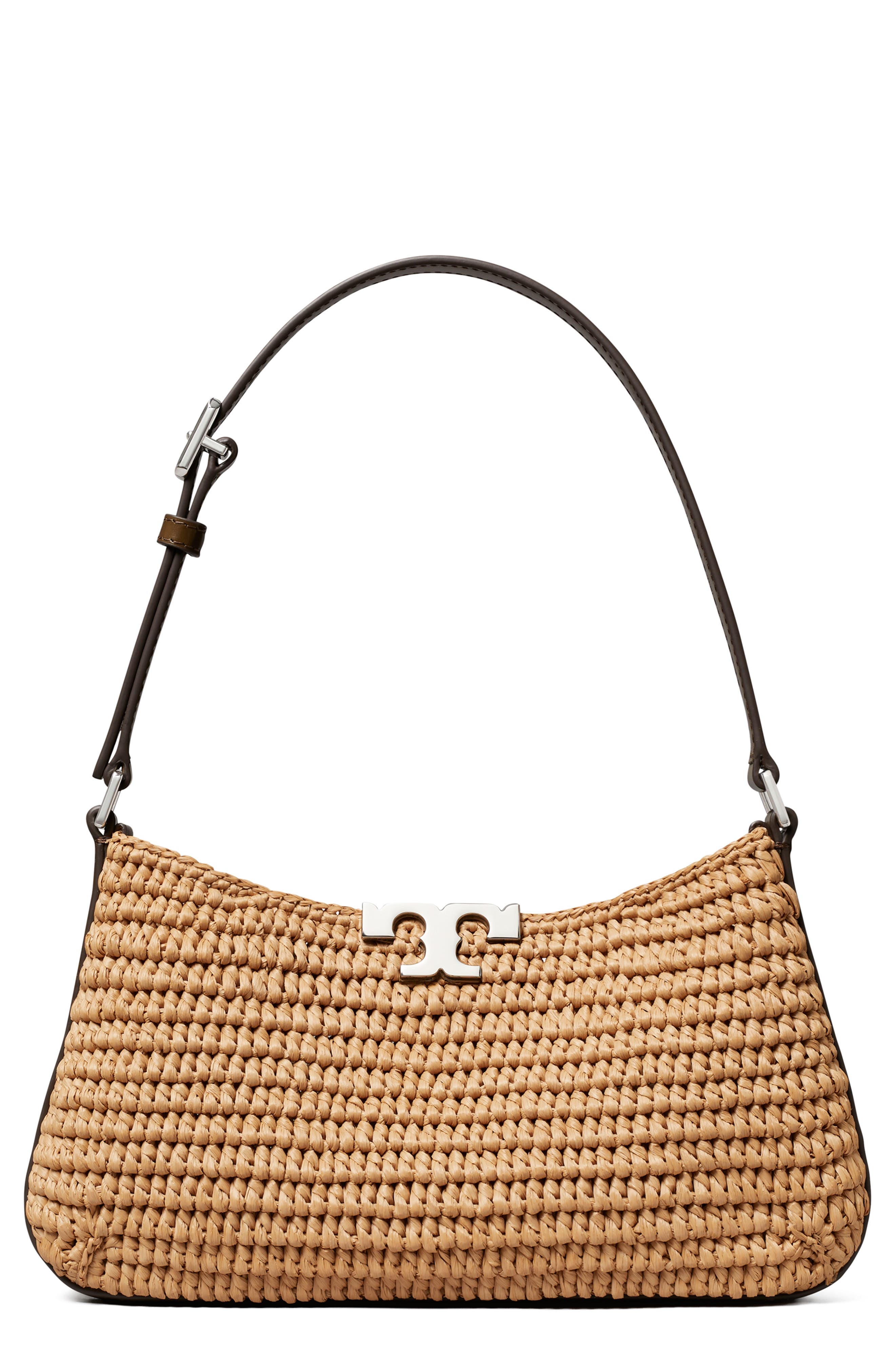 Tory Burch Slim Eleanor Woven Raffia Shoulder Bag, Main, color, Honeycomb