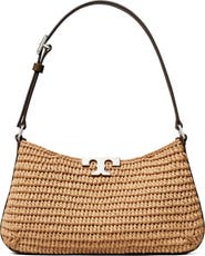 Tory Burch Slim Eleanor Woven Raffia Shoulder Bag