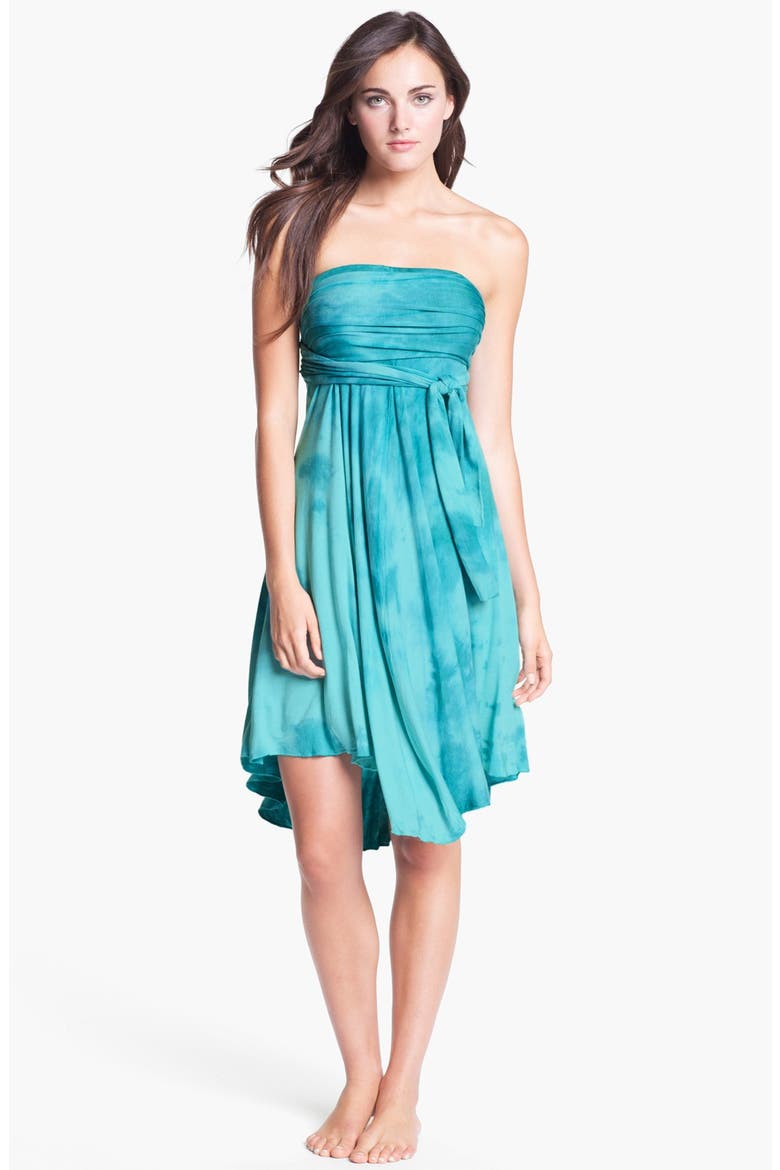 Tie Dye Convertible Cover-Up Dress, Main, color, AQUA