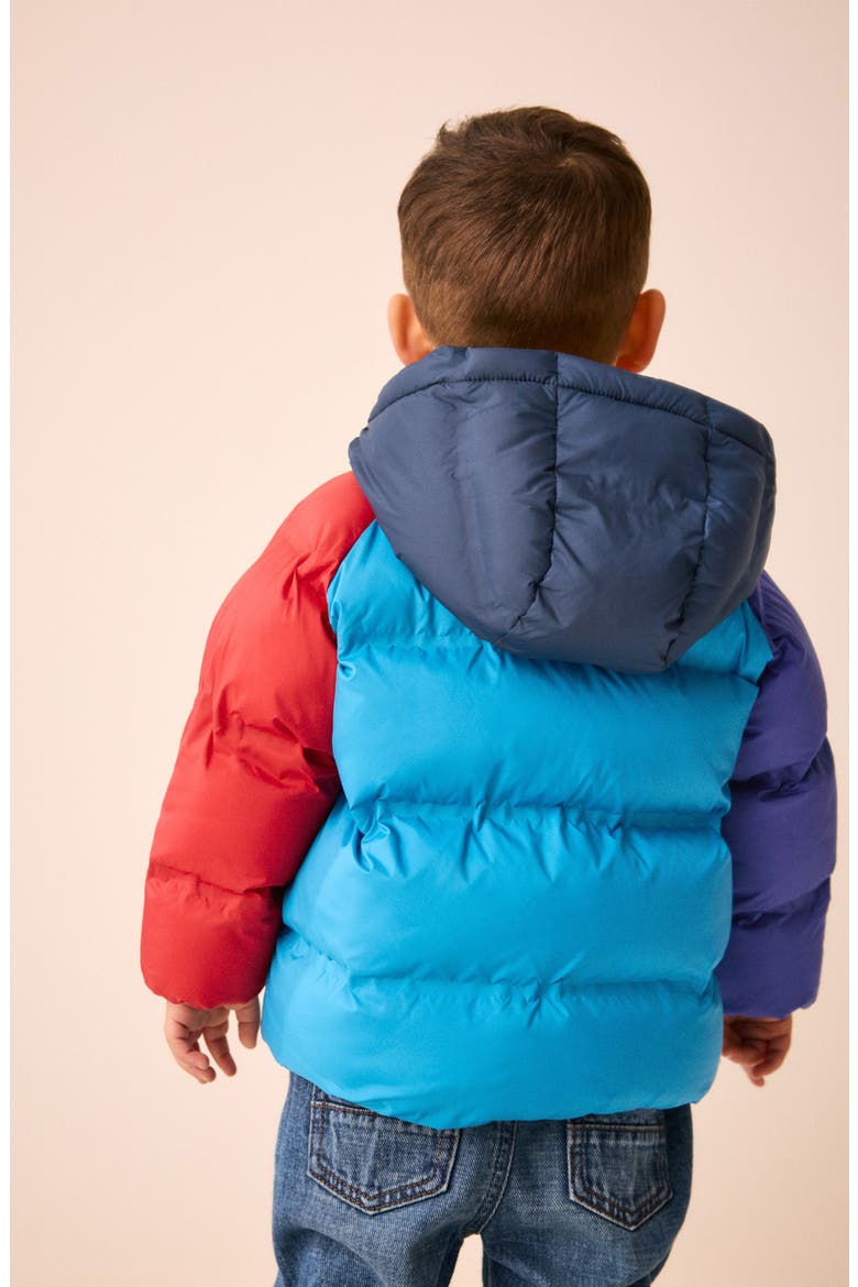 Kids' Colorblock Hooded Puffer Jacket, Alternate, color, MULTI