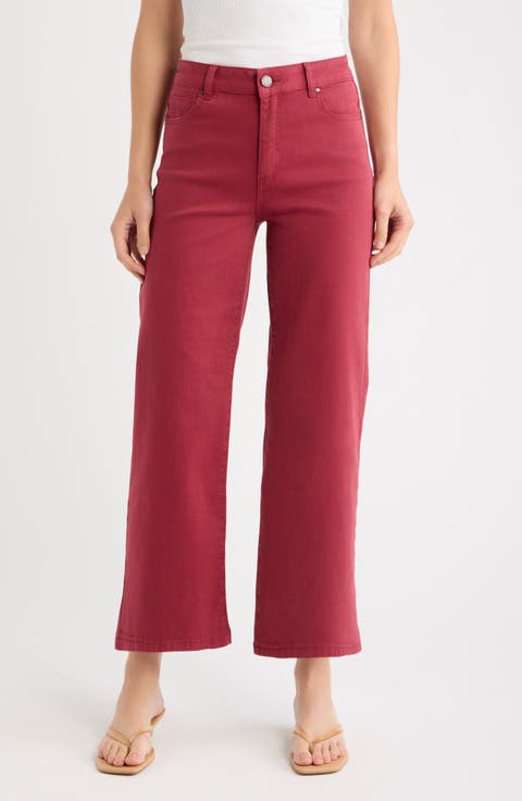 Crop Raw Hem Wide Leg Jeans