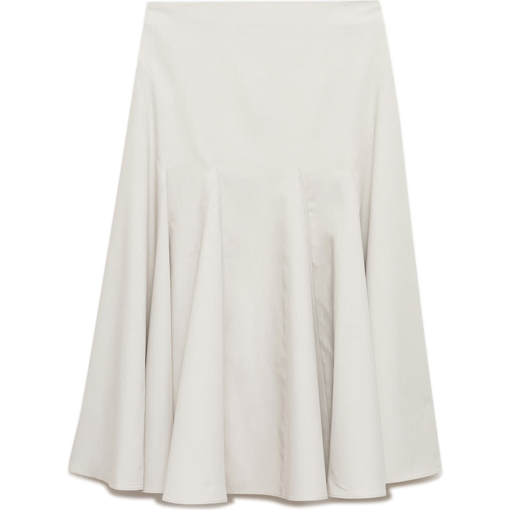 Mango Cotton Mix Pleated Midi Skirt In Gray