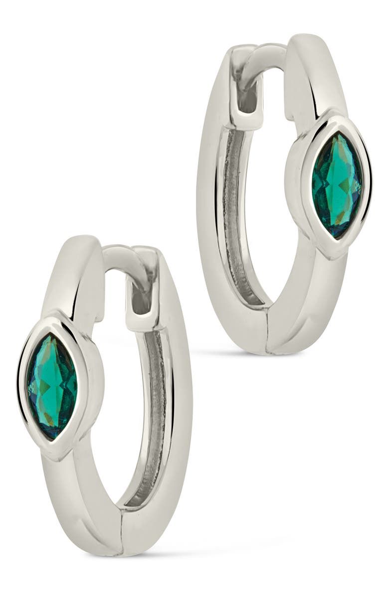 Sterling Forever Robyn Cubic Zirconia Huggie Hoop Earrings, Alternate, color, Silver