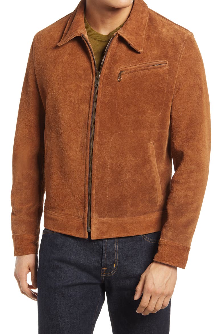 Men's Rough Out Suede Jacket, Alternate, color, SADDLE