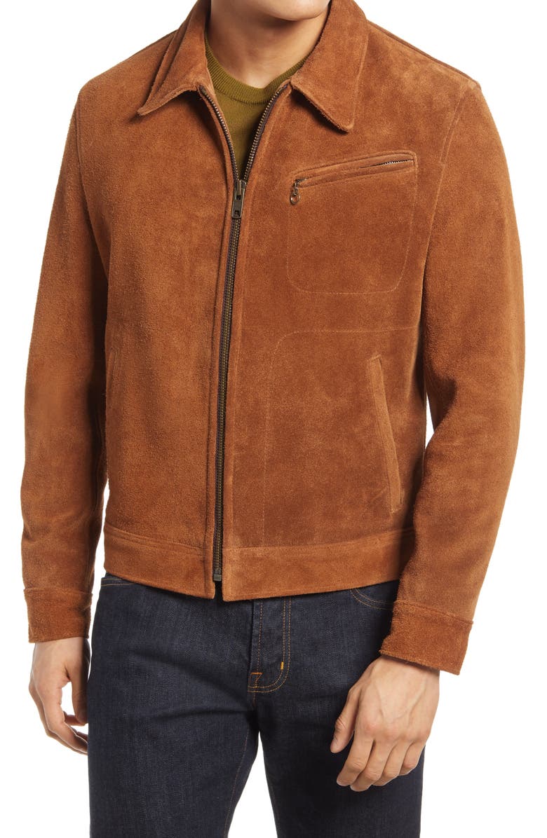 Schott NYC Men's Rough Out Suede Jacket, Alternate, color, Saddle