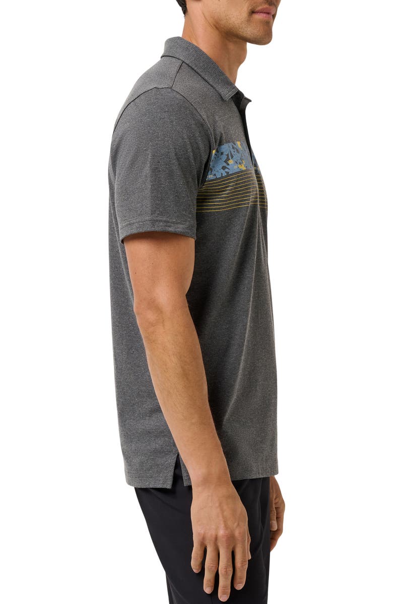 TravisMathew Red Midnight Train Chest Stripe Polo, Alternate, color, Heather Black