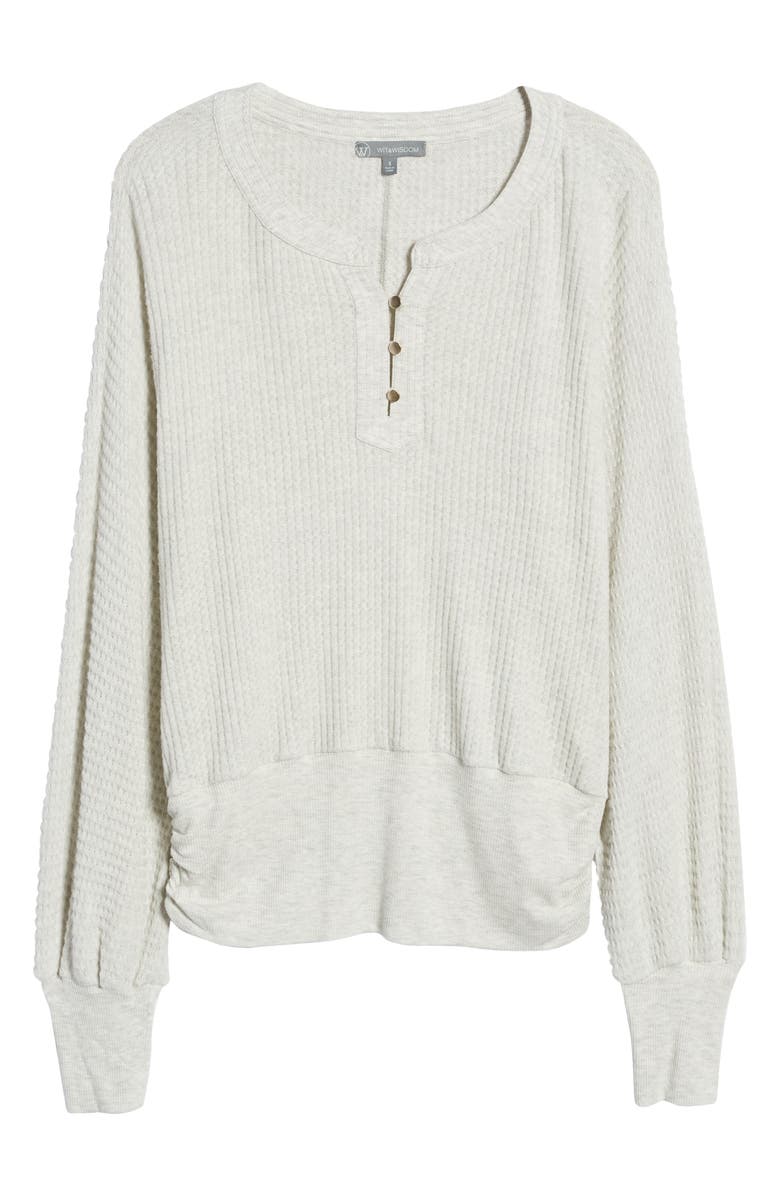 Wit & Wisdom Blouson Sleeve Waffle Knit Henley Top, Alternate, color,