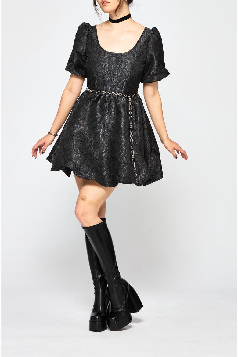 Nocturna Jacquard Scoop Neck Mini Dress, Alternate, color, Grey