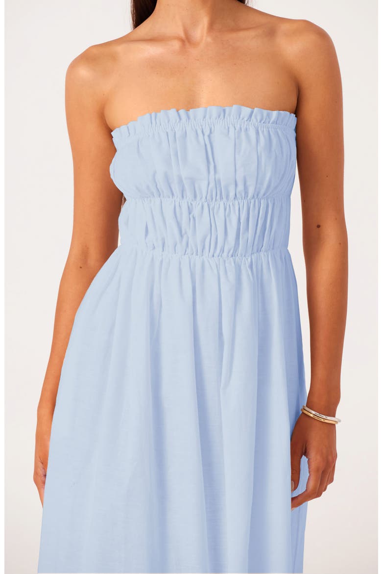 Ines Strapless Linen & Cotton Maxi Dress, Alternate, color, BLUE