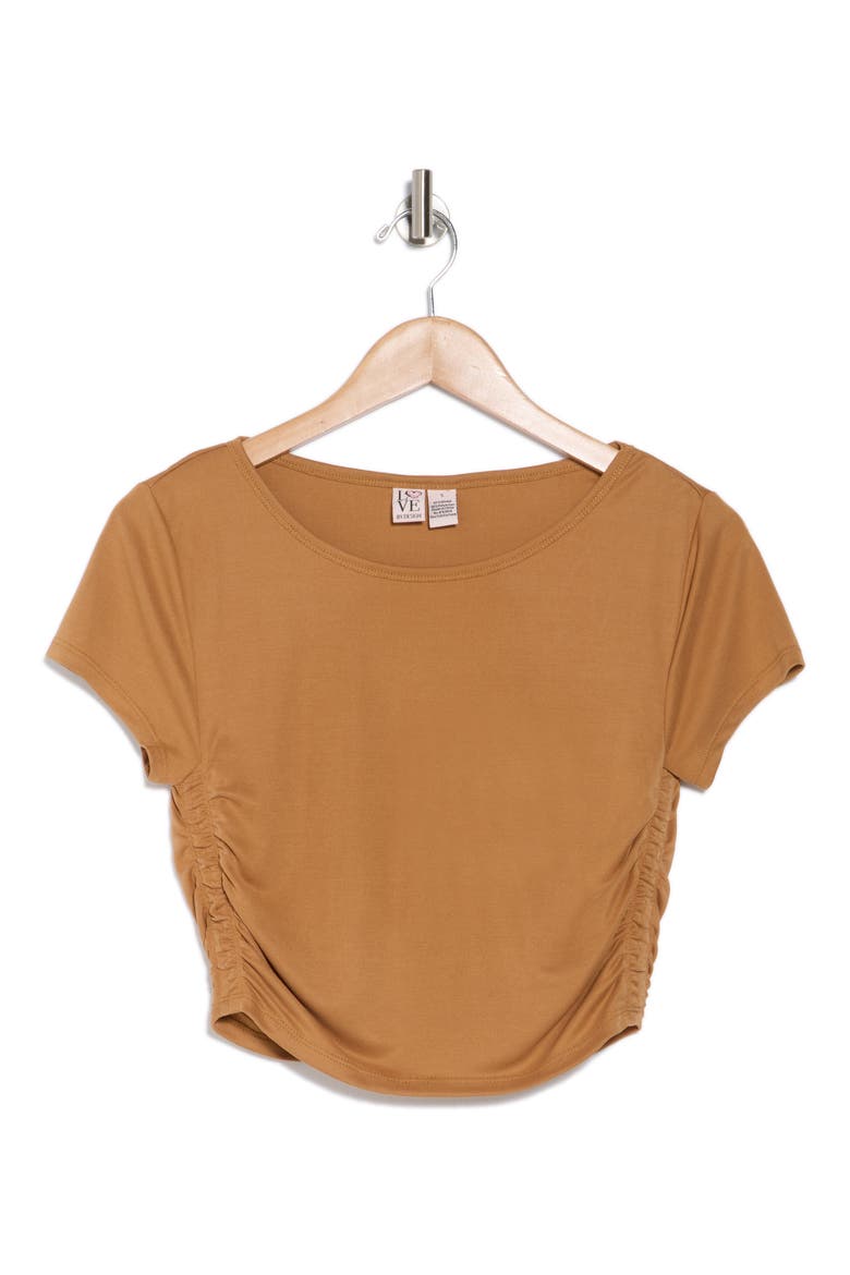Rashia Side Ruched Crop Top, Alternate, color, TAN