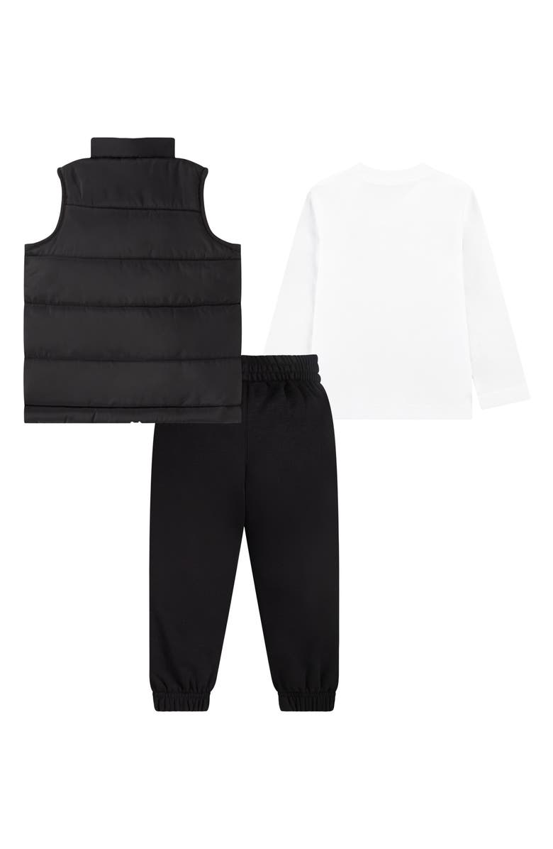 Nike Kids' Colorblock Puffer Vest, Logo T-Shirt & Fleece Joggers Set, Alternate, color, Black