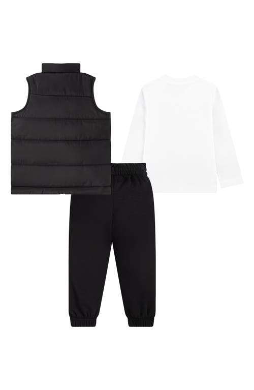 Nike Kids' Colorblock Puffer Vest, Logo T-shirt & Fleece Joggers Set In Black