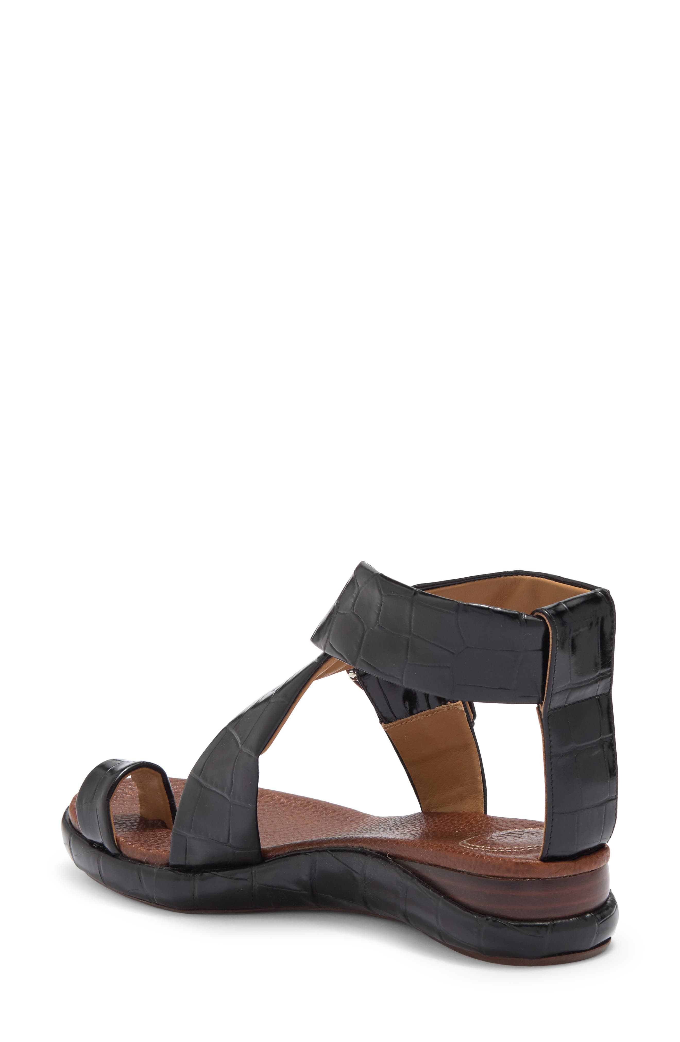 Chloé Wave Croc Embossed Leather Flat Sandal, Alternate, color, 