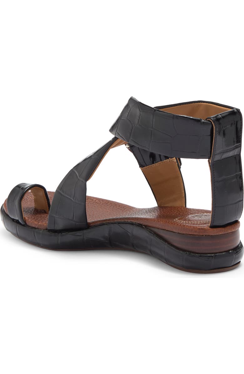 Chloé Wave Croc Embossed Leather Flat Sandal, Alternate, color,