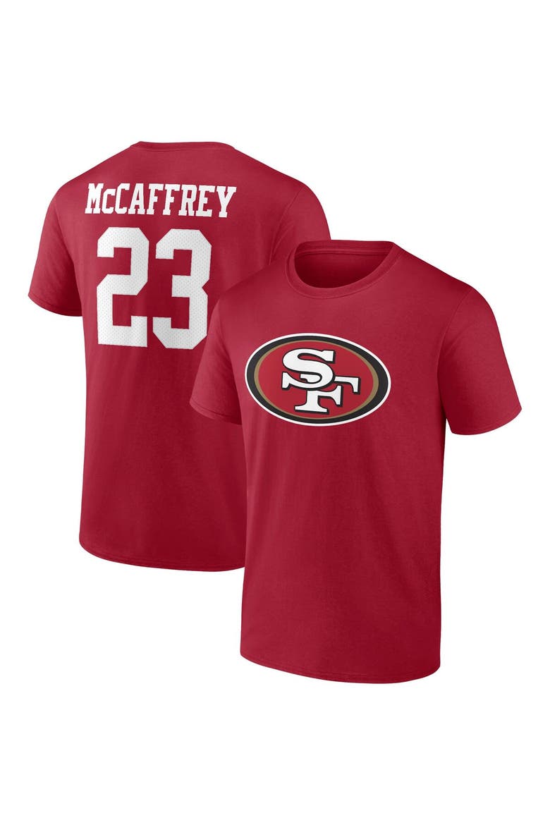 Men's Fanatics Branded Christian McCaffrey Scarlet San Francisco 49ers Player Icon Name & Number T-Shirt, Main, color, Scarlet