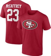 FANATICS Men's Fanatics Branded Christian McCaffrey Scarlet San Francisco 49ers Player Icon Name & Number T-Shirt