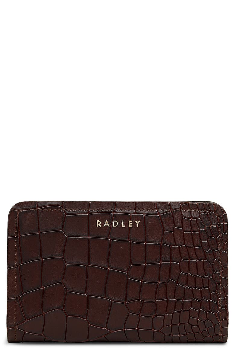 Radley Elm Avenue Croc Embossed Leather Bifold Wallet, Main, color, 