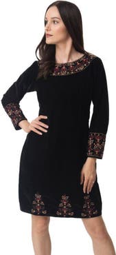 RAAS Arial Velvet Mini Dress Embroidered