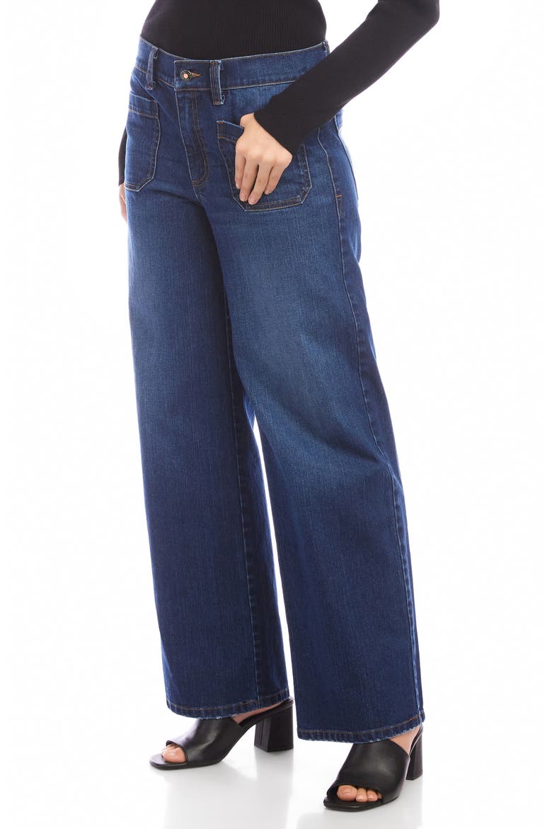 Lauren Patch Pocket High Waist Wide Leg Jeans, Alternate, color, INDIGO BLUE