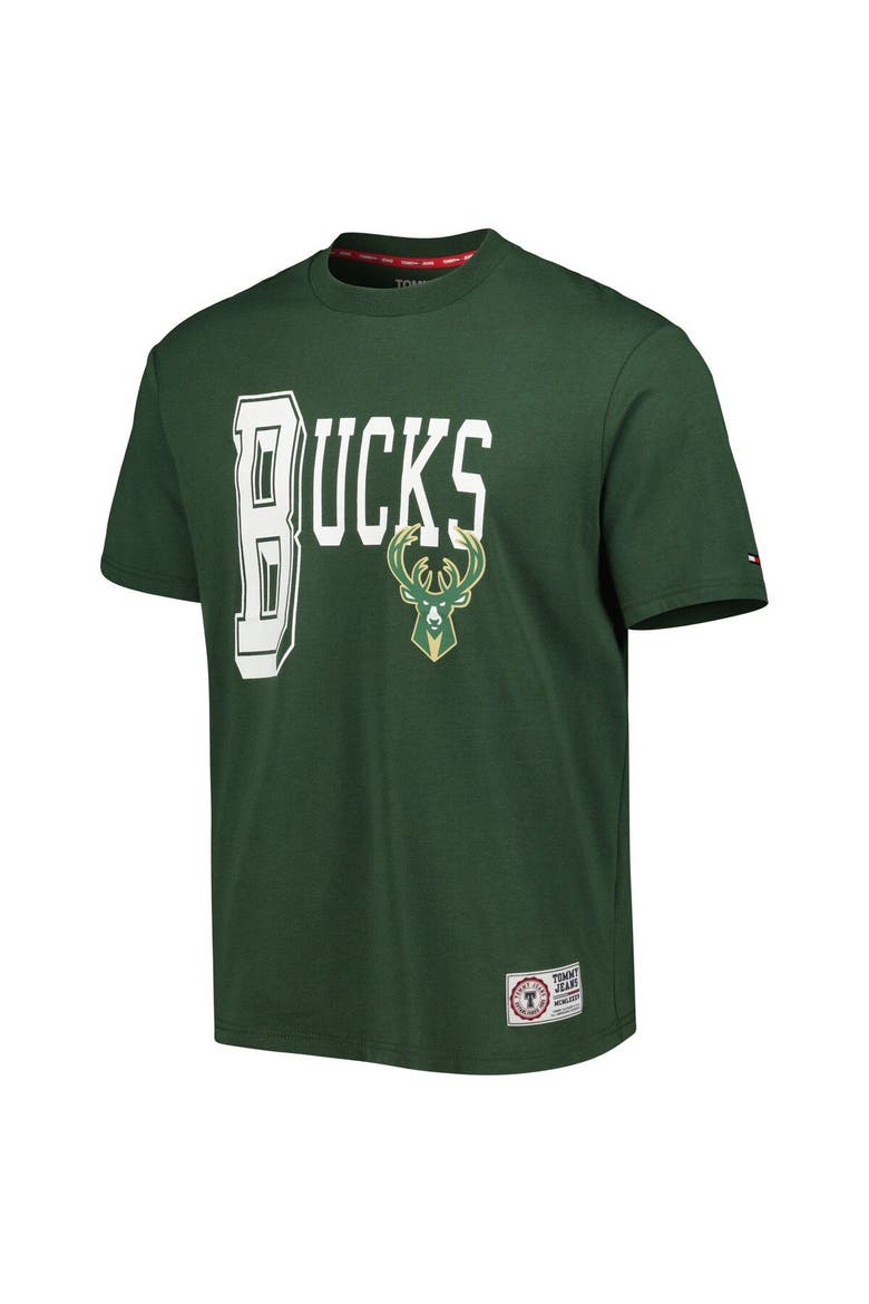 Men's Tommy Jeans Hunter Green Milwaukee Bucks Mel Varsity T-Shirt, Alternate, color, Hunter Green