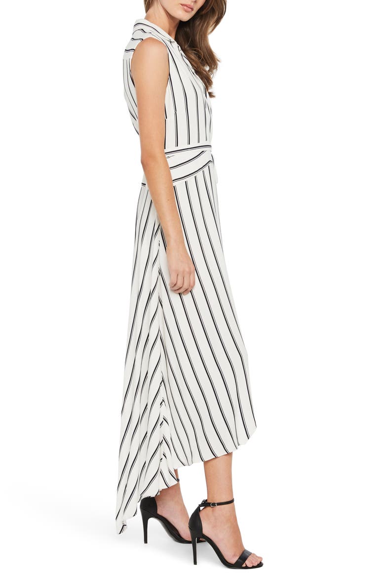 Salina Stripe Asymmetric Wrap Dress, Alternate, color, BLACK WHITE STRIPE