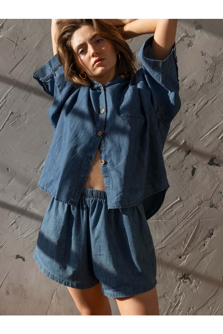 The Chambray Denim Shirt, Main, color, mid denim