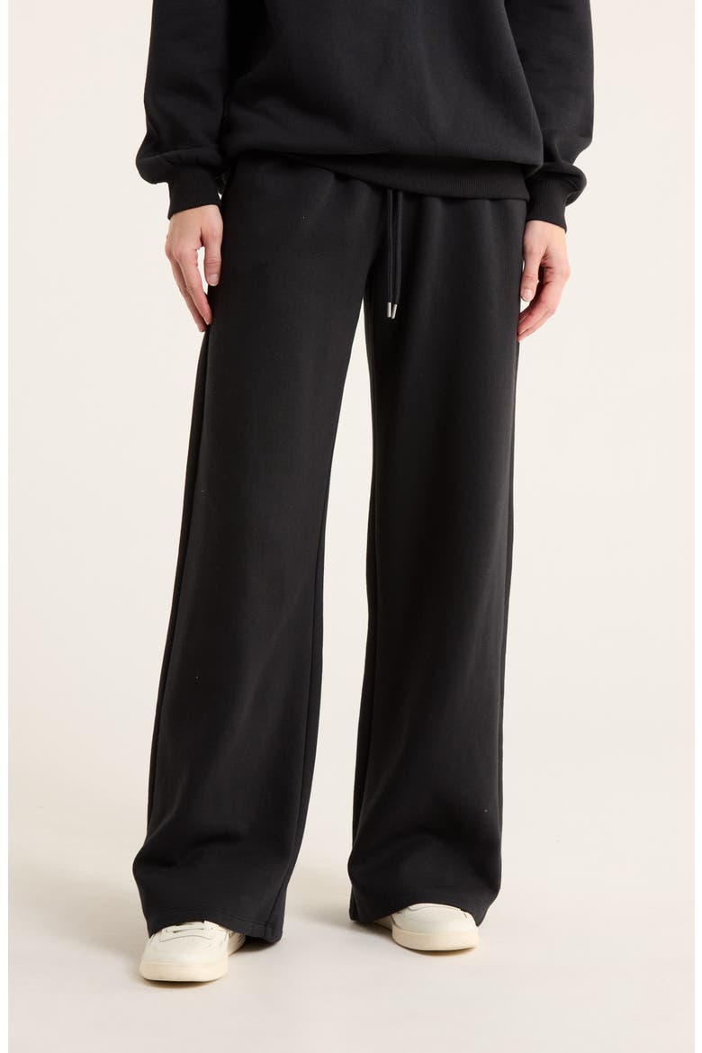 Fleece Wide Leg Pants, Main, color, BLACK