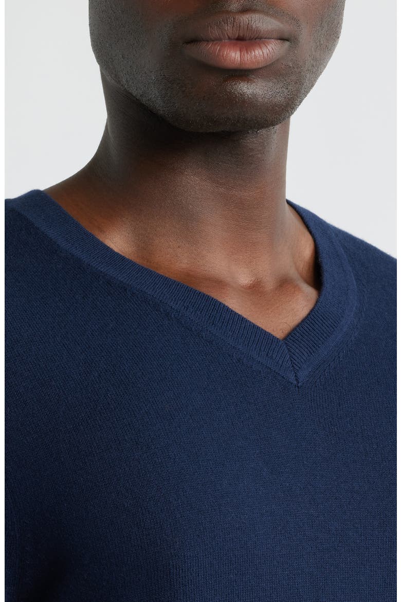 Cotton & Cashmere V-Neck Sweater, Alternate, color, NAVY NIGHT