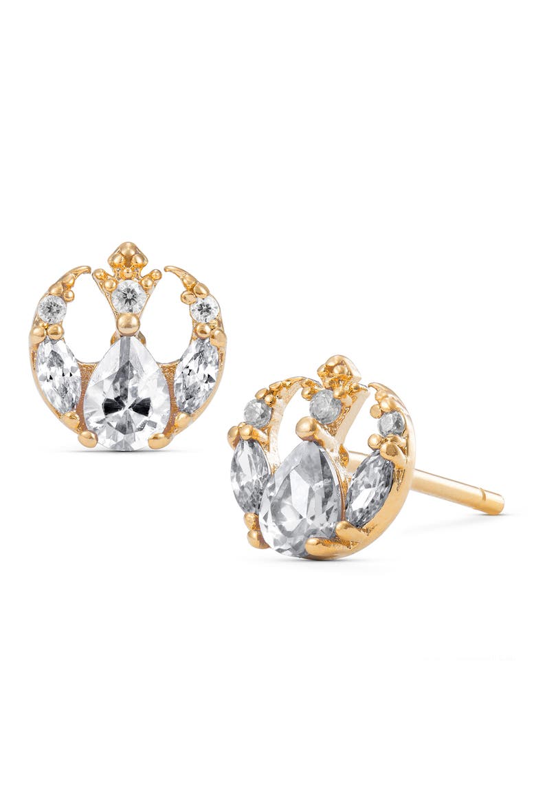 Star Wars™ Rebel Alliance Insignia Cubic Zirconia Stud Earrings, Main, color, GOLD