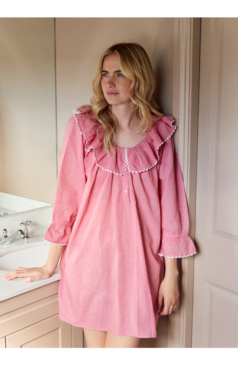 If Only If India Nightdress, Alternate, color, Redcurrant Gingham