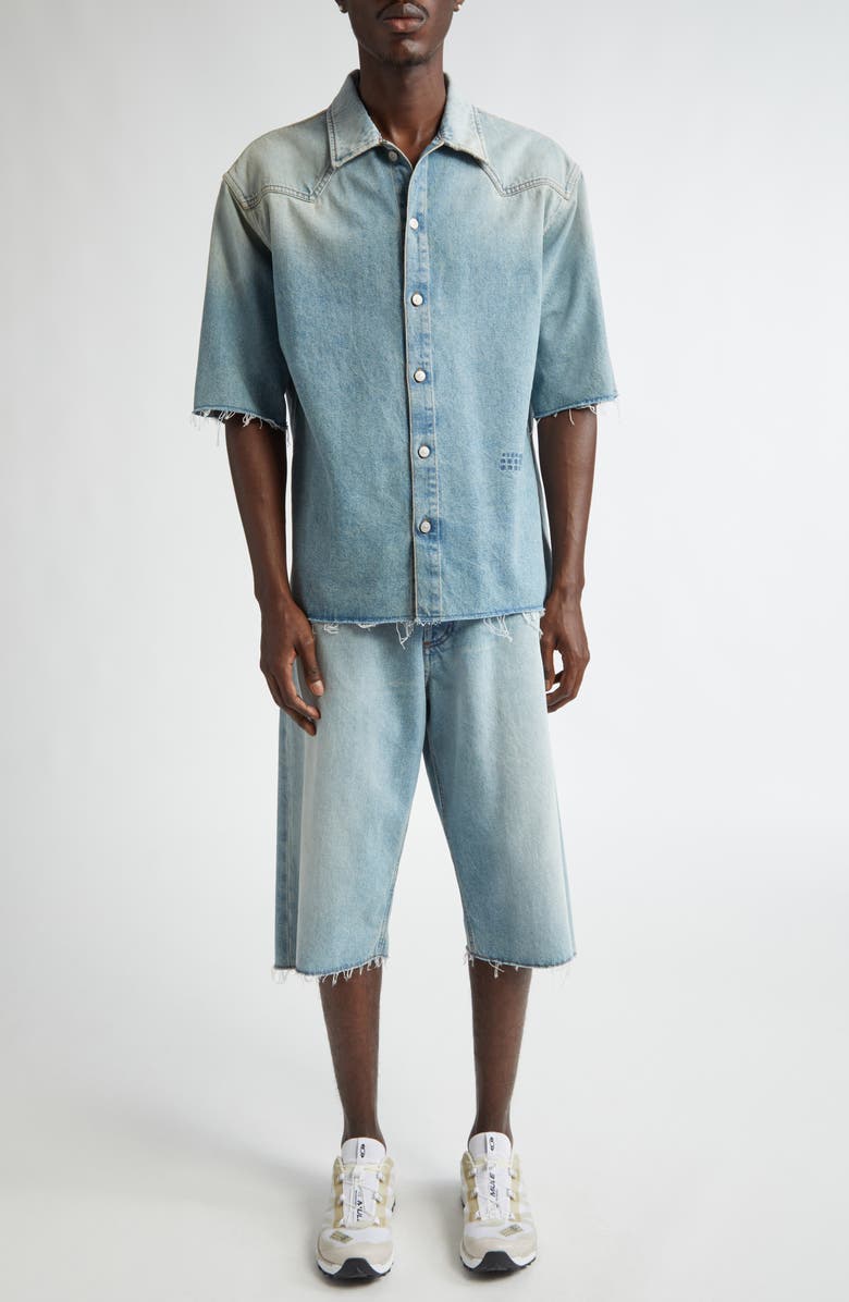 MM6 Maison Margiela Raw Edge Denim Shirt, Alternate, color,