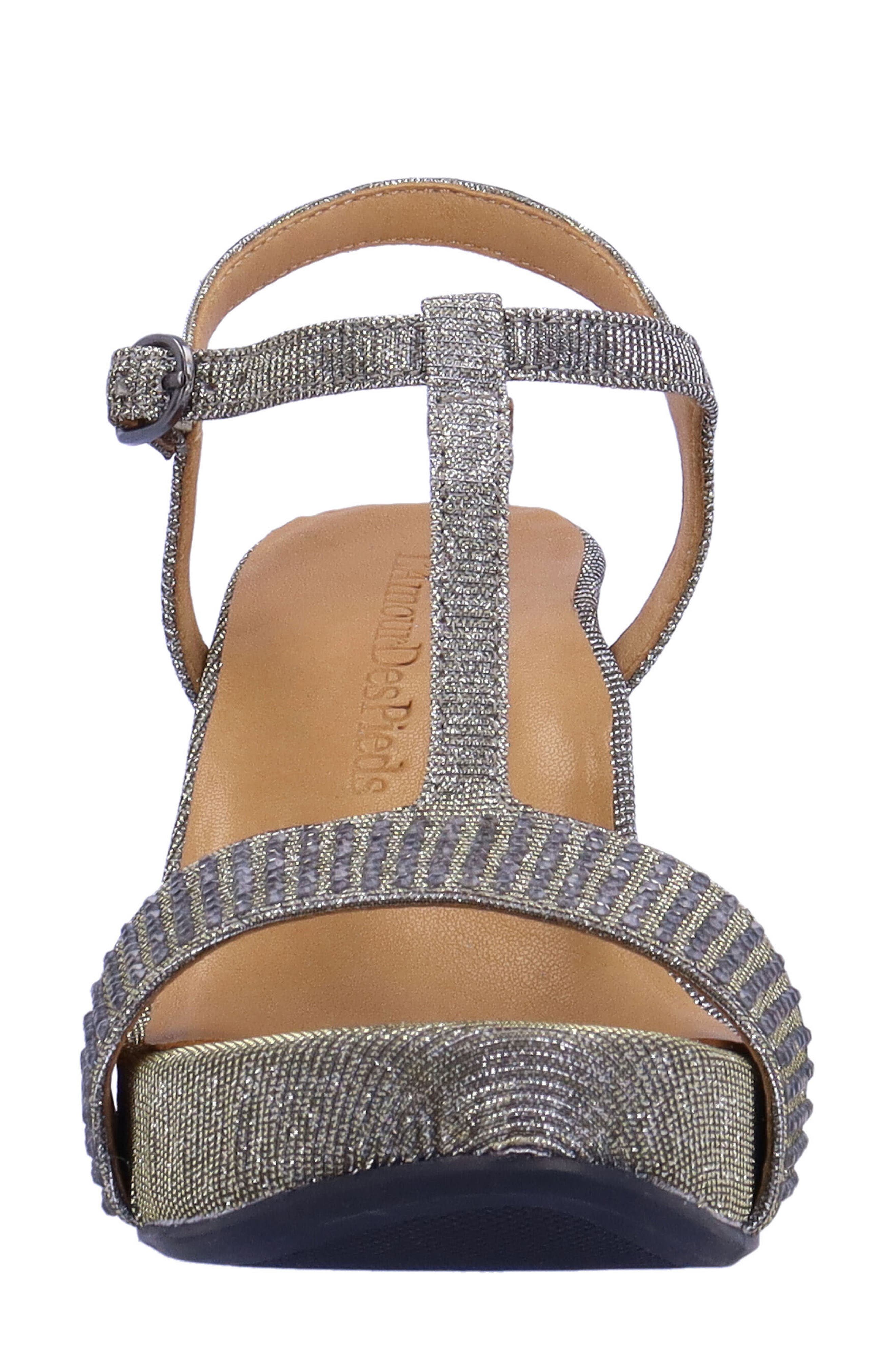 Idelle T-Strap Wedge Sandal, Alternate, color, PEWTER