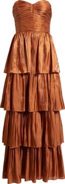 Lulus Bella Strapless Tiered Gown