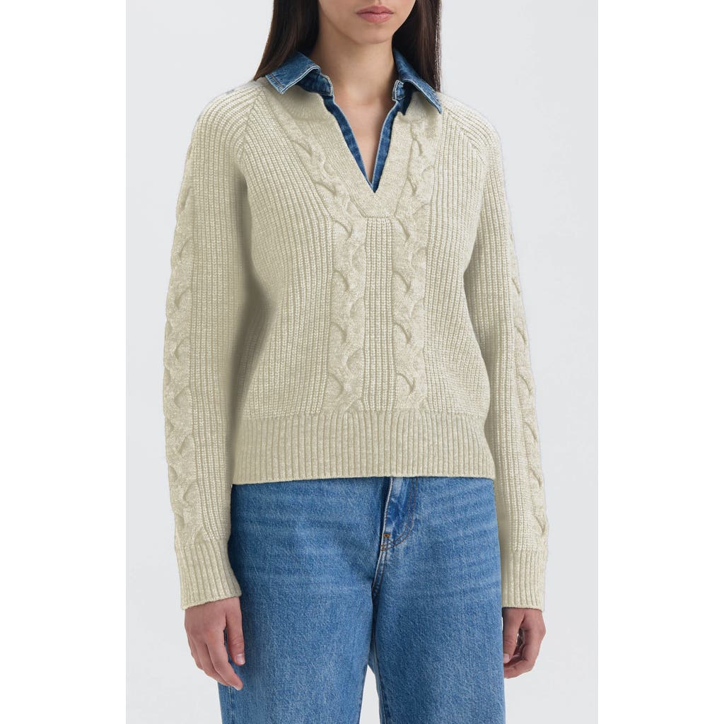 Nvlt Denim Collar Shaker Knit Sweater In Neutral