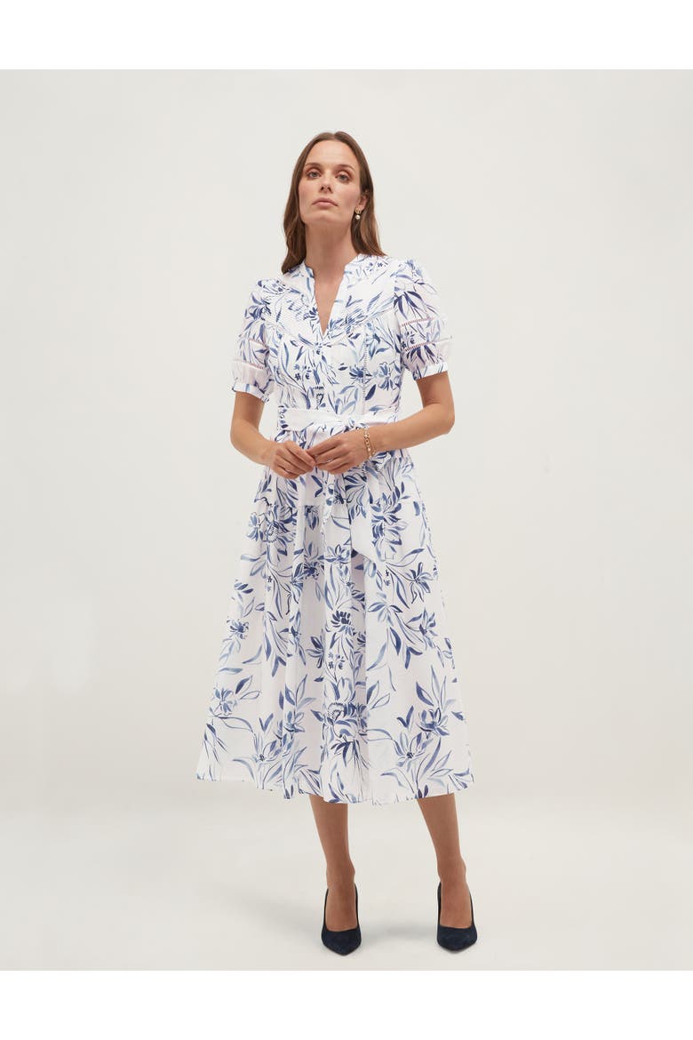 Annabella Floral Print Midi Dress, Main, color, Ivorymidnight