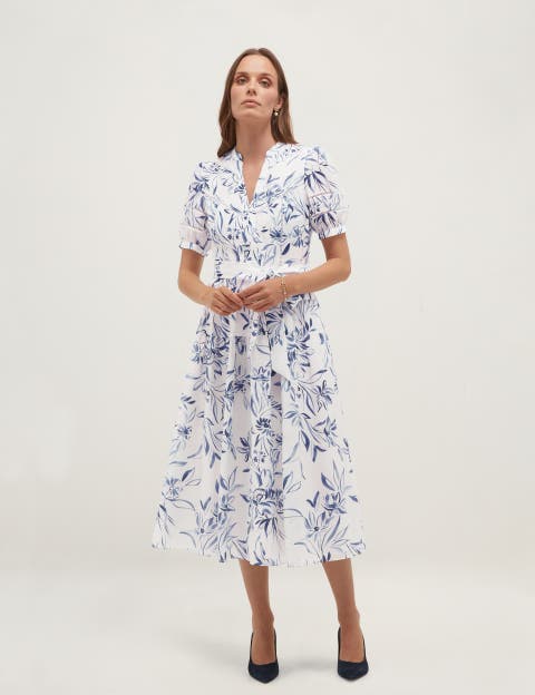 Annabella Floral Print Midi Dress