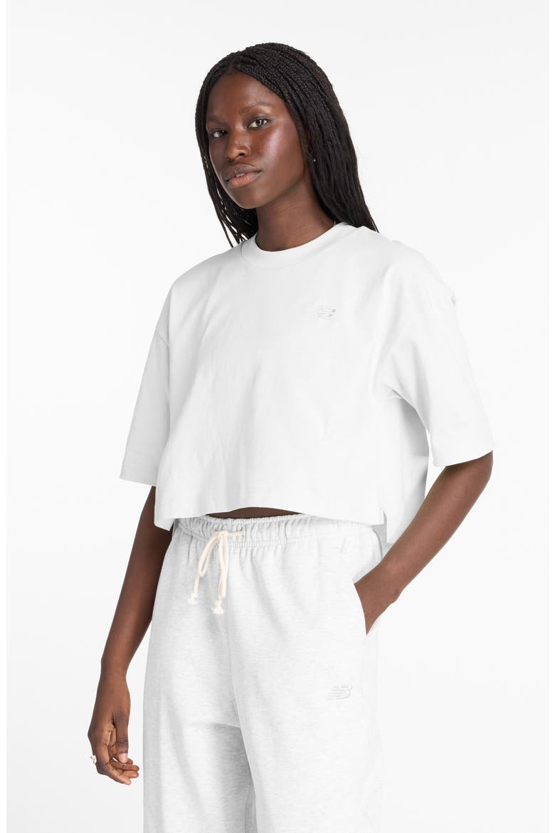 Oversize Crop Cotton Jersey T-Shirt, Alternate, color, WHITE