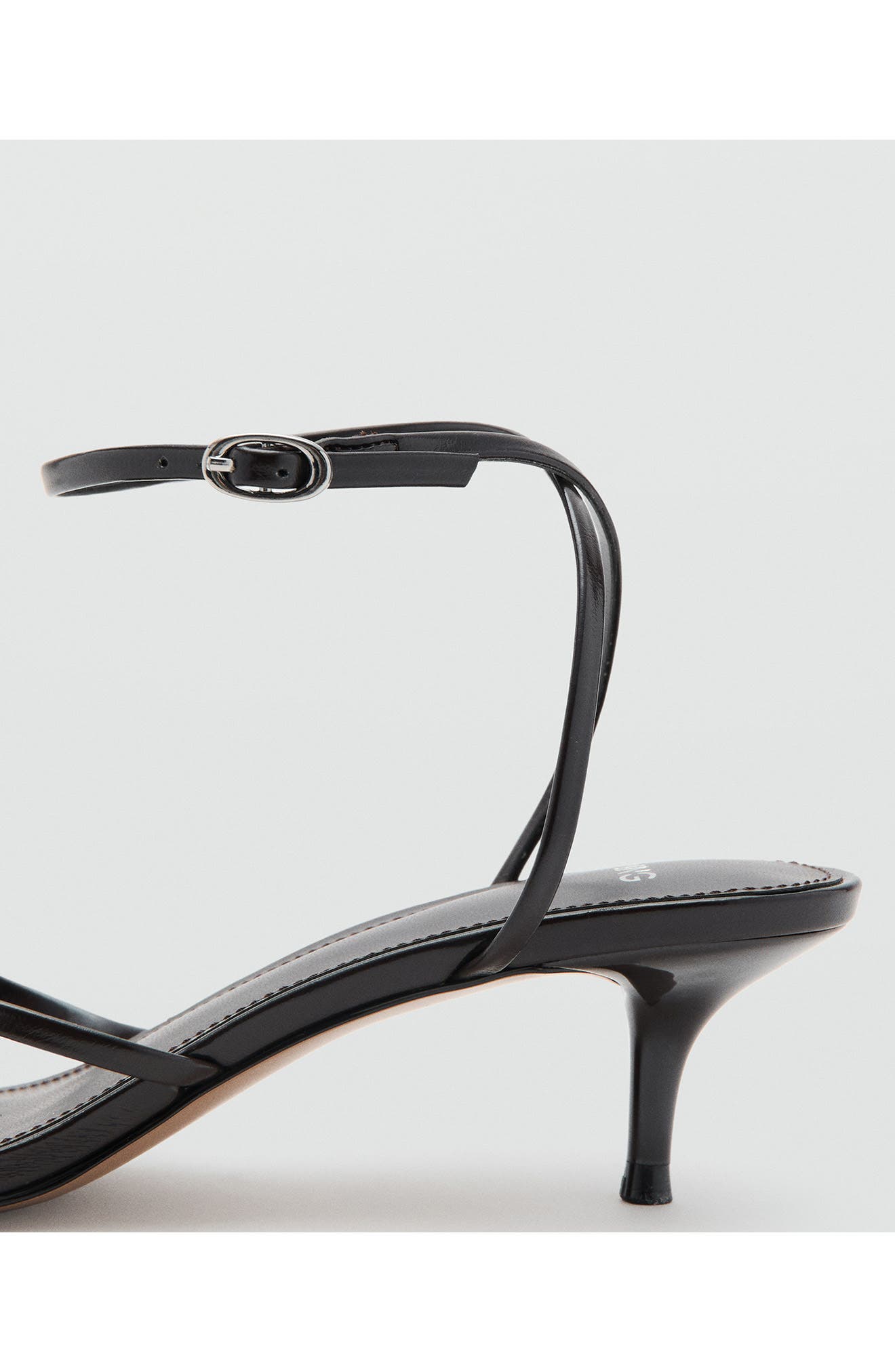 MANGO Ankle Strap Sandal, Alternate, color, Black Leather