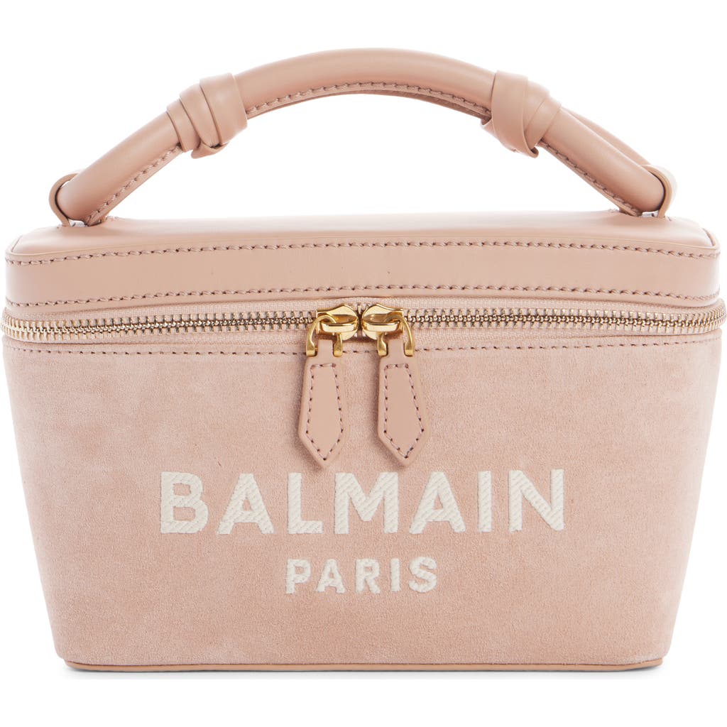 Balmain B-army Suede Vanity Crossbody Bag In 0dx Light Pink