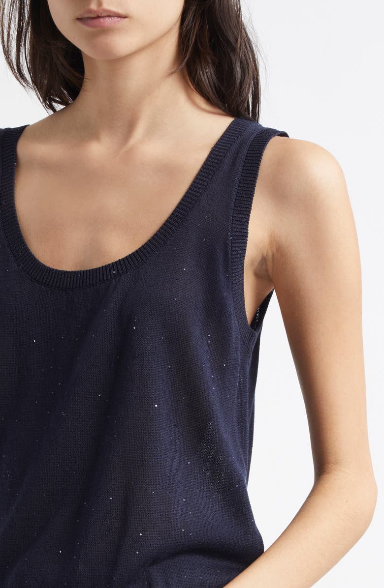 Eleventy Sequin Openwork Silk & Cotton Sweater Vest, Alternate, color, Blue