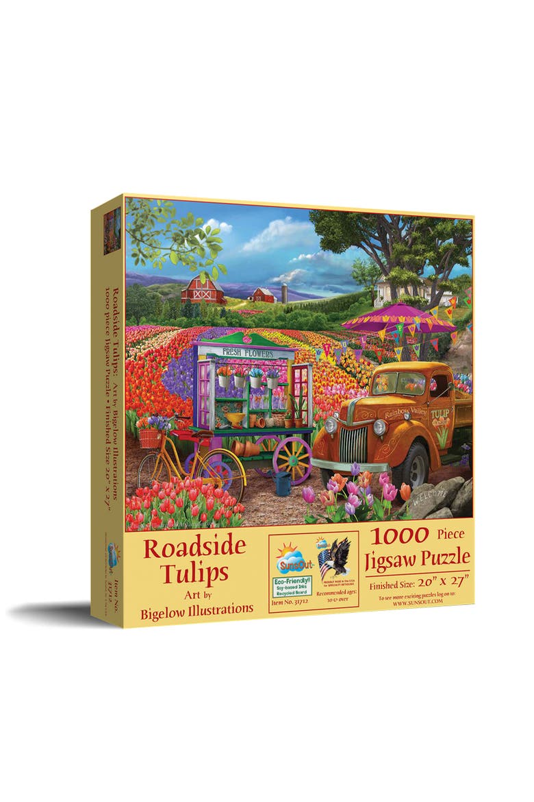 Roadside Tulips 1000 piece Jigsaw Puzzle for Adults, Main, color, Multicolor