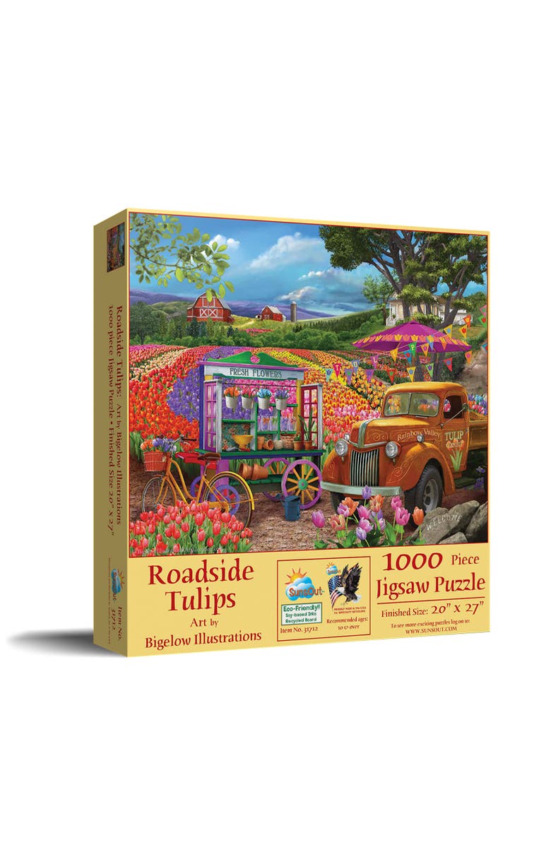 Sunsout Roadside Tulips 1000 piece Jigsaw Puzzle for Adults, Main, color, Multicolor