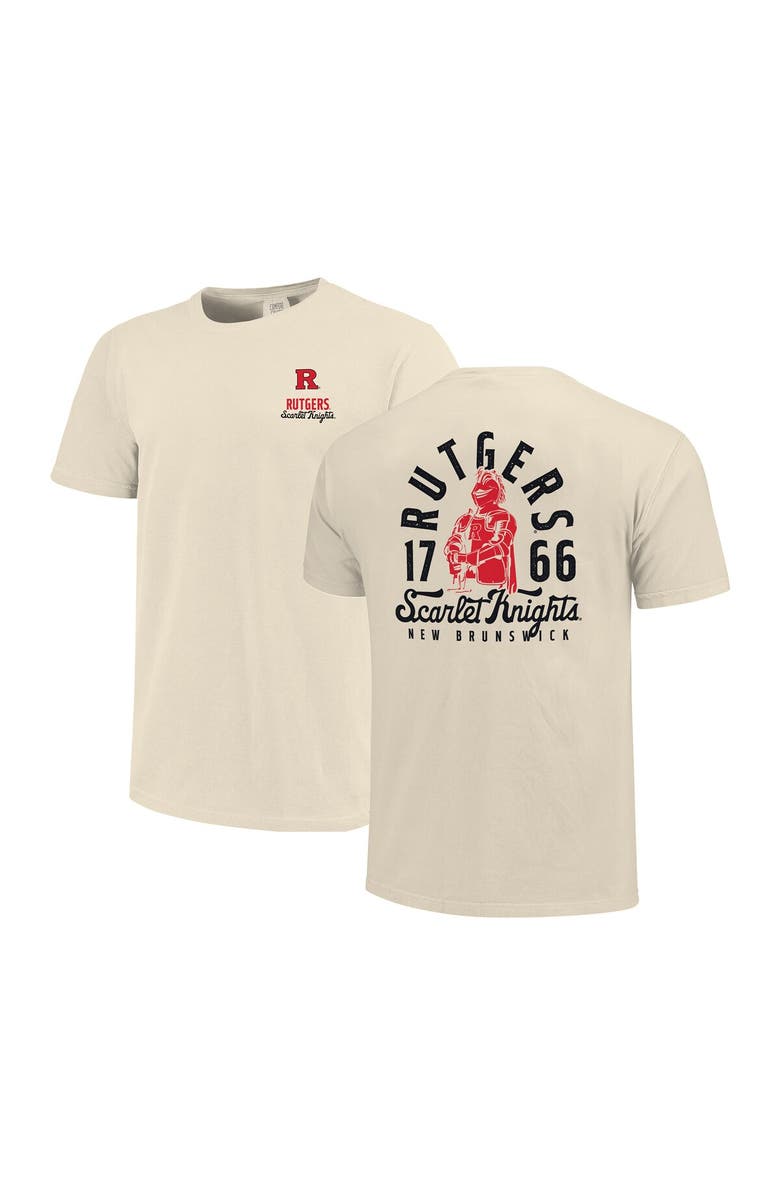 IMAGE ONE Men's Cream Rutgers Scarlet Knights Comfort Colors Mascot Overlay T-Shirt, Alternate, color, 