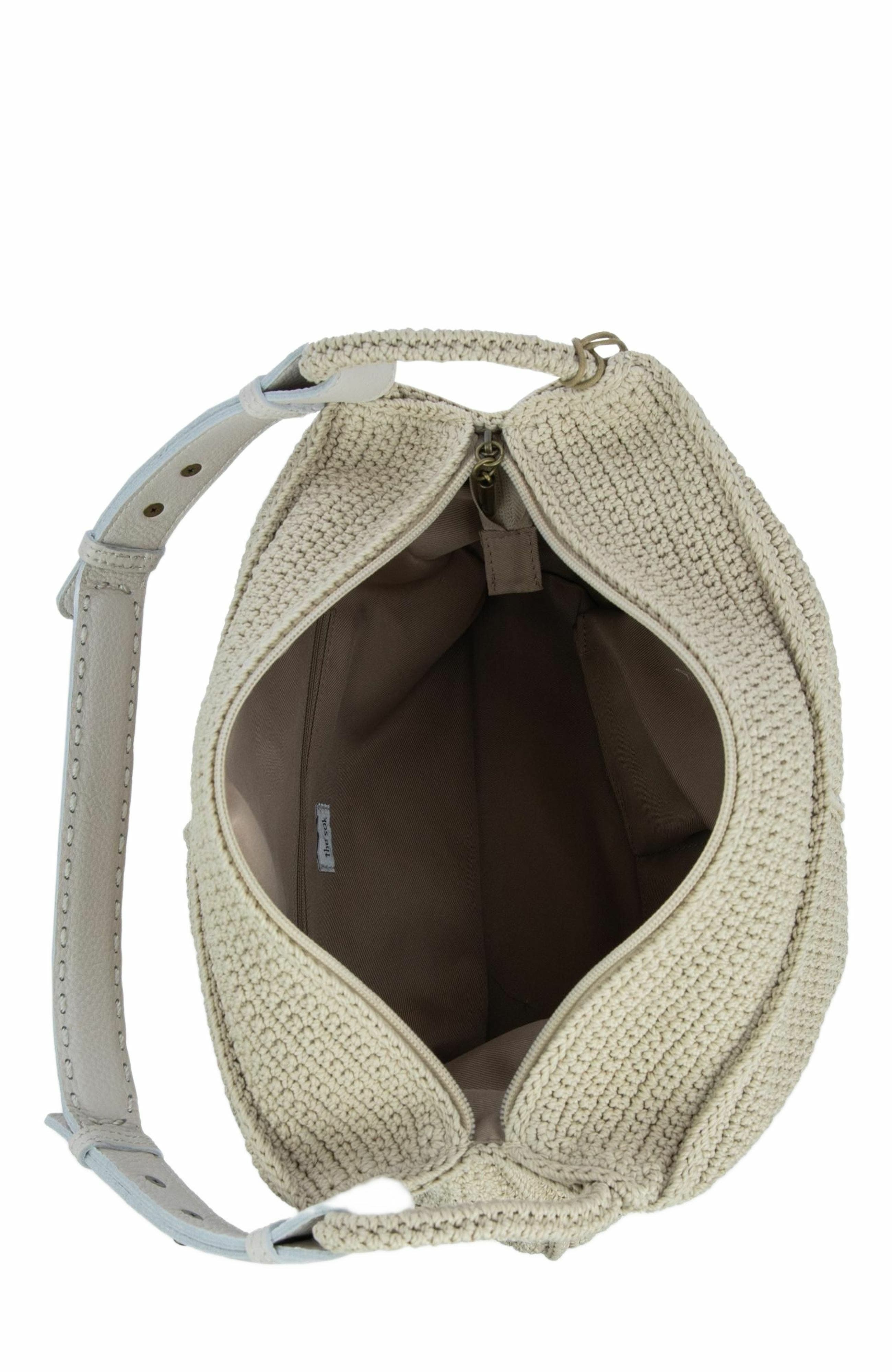 The Sak Los Feliz Hobo Leather Bag, Alternate, color, Ecru