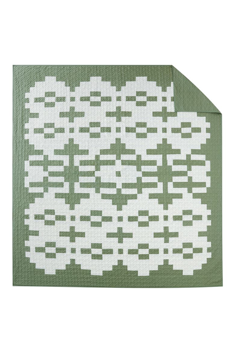 Painted Cove Reversible Quilt & Sham Set, Alternate, color, SAGE