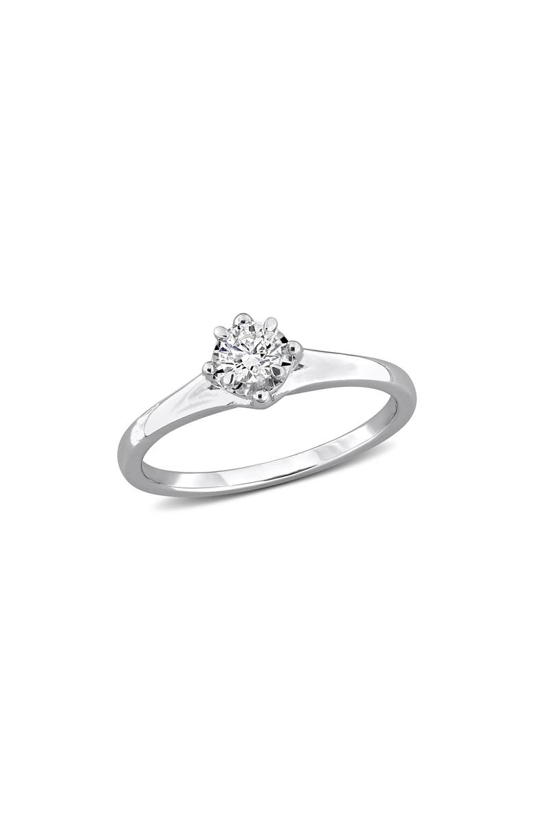 Created Forever Round Lab Grown Diamond Solitaire Ring, Main, color, Silver