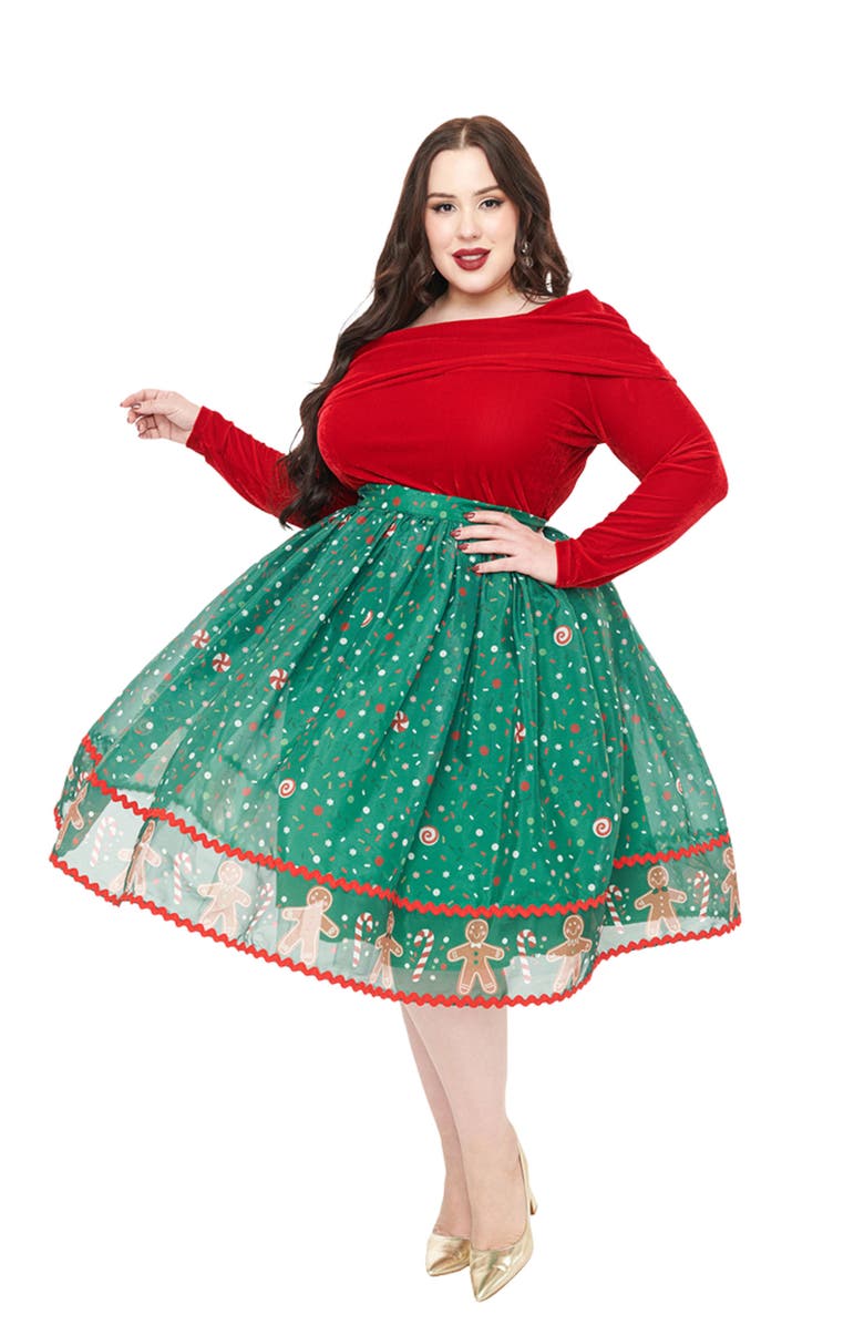 Unique Vintage Plus Size Brilliance Swing Skirt, Main, color, 