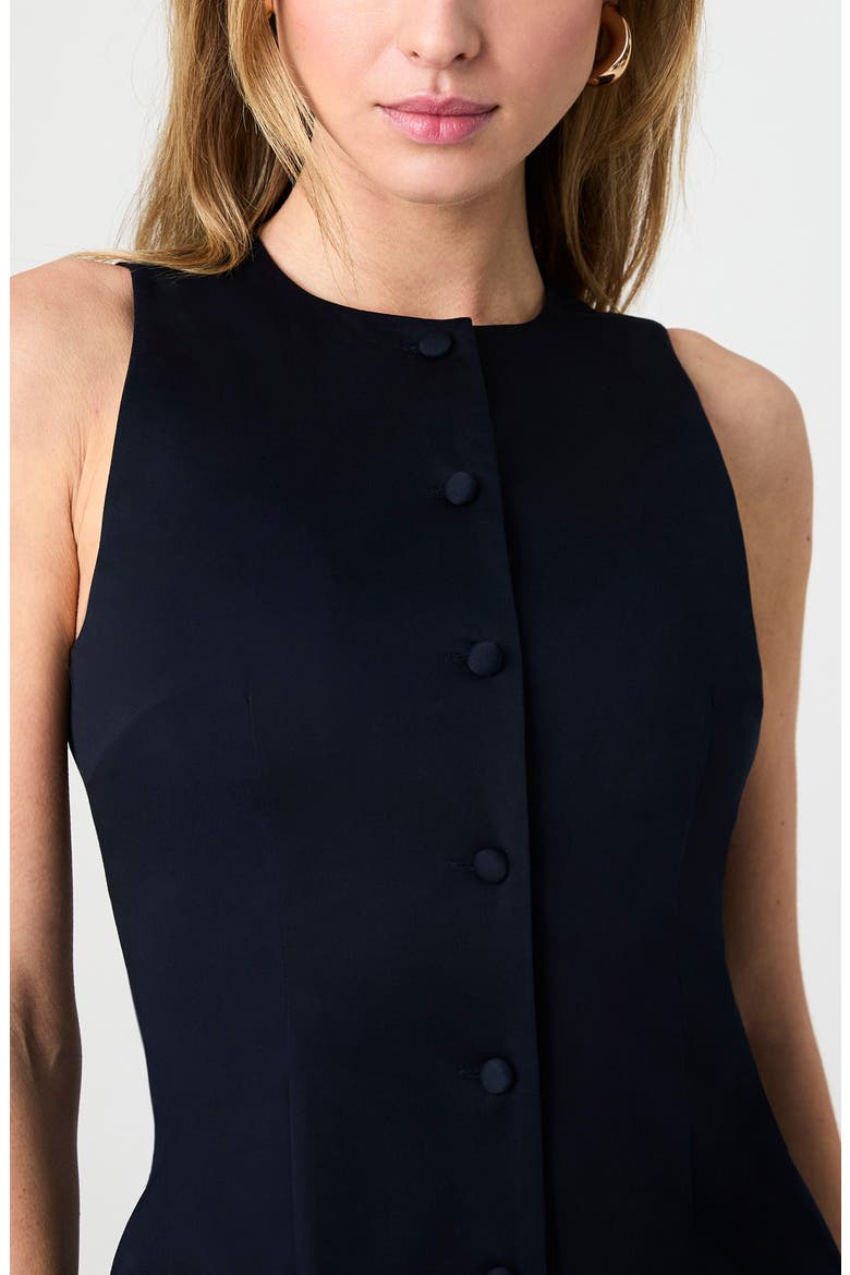 Sleeveless Cotton Sateen Minidress, Alternate, color, MARINE