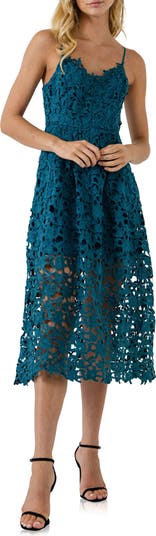 Lace Spaghetti Strap Midi Dress